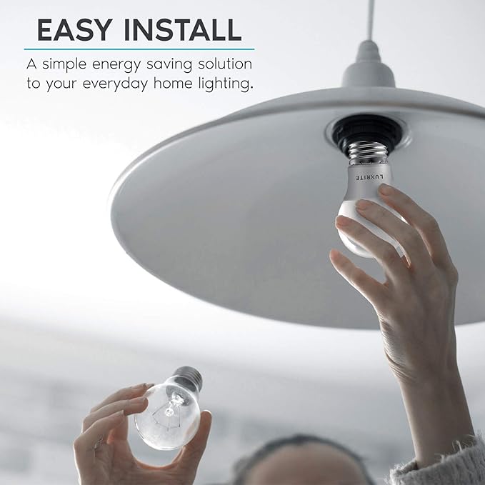 LUXRITE A15 LED Bulb 40W Equivalent, 7W, 5000K (Bright White), 600 Lumens, Enclosed Fixture Rated, Dimmable Ceiling Fan Light Bulbs, E26 Medium Base, UL Listed - Indoor and Outdoor (16 Pack)