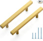 JOY DECOR 30 Pack 4 Inch Brushed Brass Square Cabinet Handles Stainless Steel Cabinet Hardware Pulls for Kitchen and Drawers with 6-2/5 Inch Overall Length