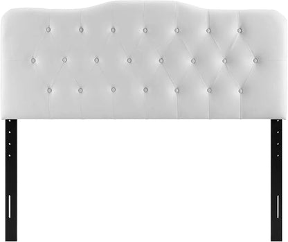 Modway Annabel Tufted Button Faux Leather Upholstered Queen Headboard in White