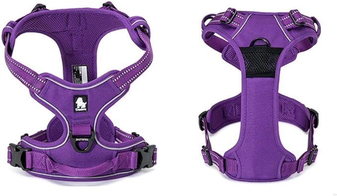 TRUE LOVE Truelove Adjustable No-Pull Dog Harness Reflective Pup Vest Harnesses Comfortable Control Brilliant Colors TLH5651(Purple,XL)-Mewly Pet