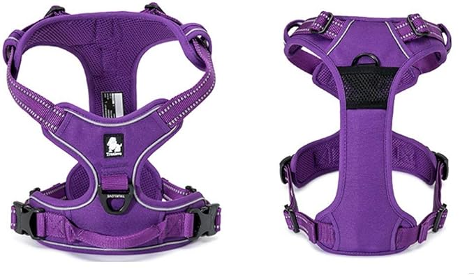 TRUE LOVE Adjustable No-Pull Dog Harness Reflective Pup Vest Harnesses Comfortable Control Brilliant Colors Truelove TLH5651(Purple,L)-Mewly Pet