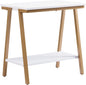 Leick Home 214312 Empiria Narrow Side Table with Shelf and Metal Frame, Wood End Table for Living Room Bedroom, White