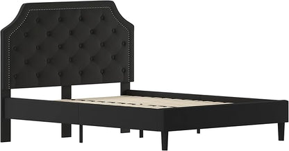 Flash Furniture Brighton Queen Size Tufted Upholstered Platform Bed in Black Fabric