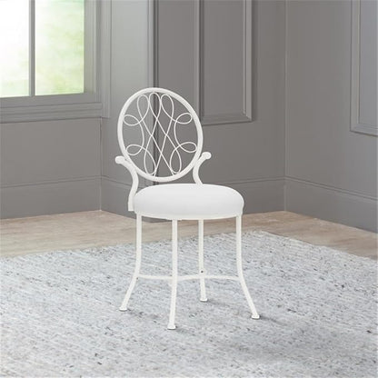 Hillsdale O'Malley Metal Vanity Stool for Makeup Room or Bathroom, White