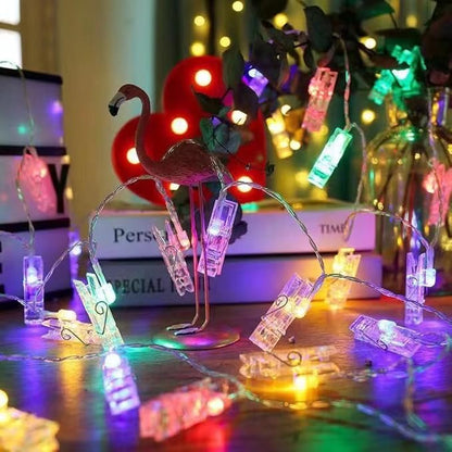 50 LED Photo Clip Fairy Lights for Home Bedroom Wall - Twinkle Starry Decor for Halloween, Thanksgiving, Christmas, Party, Wedding - Multicolor