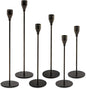 Black Taper Candle Holders: Tall Candlestick Holder Set of 6 Fireplace Mantle Decor Dinning Table Centerpiece Metal Candle Stand Halloween Decorations