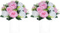 NUPTIO Pcs of 2 Fake Flower Ball Arrangement Bouquet,15 Heads Plastic Roses with Base, Suitable for Our Store's Wedding Centerpiece Flower Rack for Parties Valentine's Day Home Décor (Pink & White)