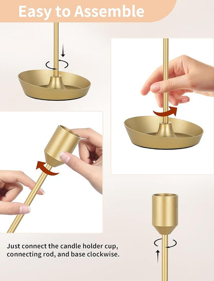 NUPTIO Taper Candle Holders for Wedding: 6 PCS Gold Matte Candles Stick Holder for Table Centerpiece - Bulk Candlestick Holders for Birthday Christmas Party Decor