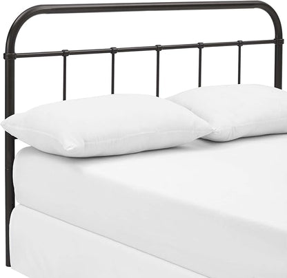 Modway Serena Rustic Farmhouse Style Steel Metal Queen Headboard Size in Brown,