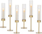 Hewory Gold Hurricane Candle Holders: Brass Candlestick Holders Set of 6 Tall Taper Candle Holders for Candlesticks Candle Sticks Holder Decor for Table Centerpiece Wedding Party Christmas Decorations