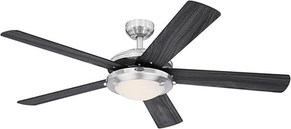 Westinghouse 7305400 Comet LED Ceiling Fan, 52 Inch, Brushed Nickel, Frosted Glass