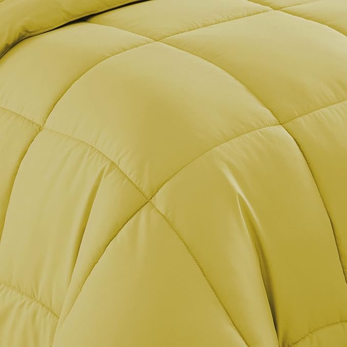 King Size Comforter Set with Sheets - 7-Piece Bedding Collection - 1 Comforter, 1 Fitted Sheet, 1 Flat, 4 Pillowcases - Deep Pocket - Soft & Breathable Premium Quality - Ideal for All Seasons, Yellow