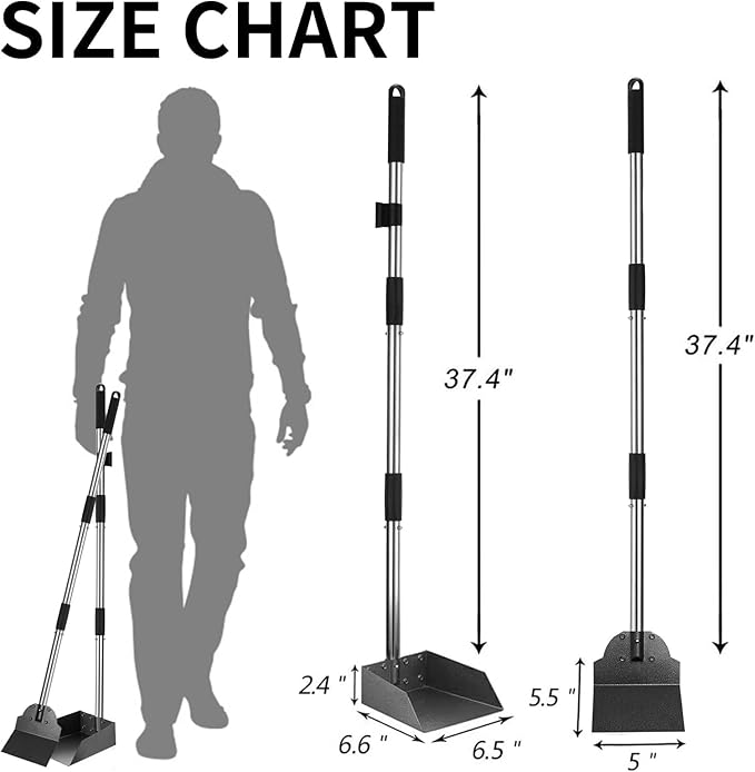 SCENEREAL Dog Pooper Scooper for Yard - Tray & Spade Set, Long Handle Metal Detachable Poop Scooper for Large Medium Small Dogs, Pet Waste Removal Scoop with No Bending for Outdoor Grass, Dirt Gravel-Mewly Pet