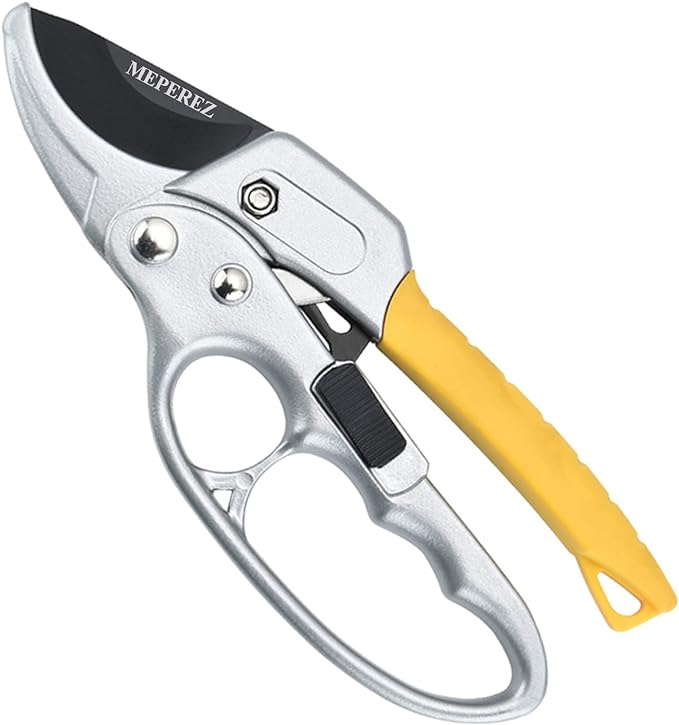 Ultra Sharp Germany Steel Pruning Shears - Cuts 3X Easier, Weak Hand Arthritis Snips, Rust-Resistant, Effortlessly 1-Inch Cut Capacity Garden Scissors, Ergonomic Handle-Mewly Pet