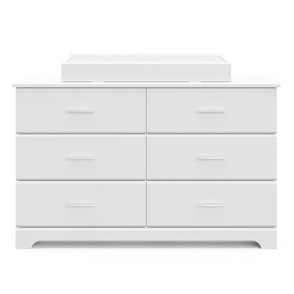 Storkcraft Brookside 6 Drawer Double Dresser (White) – GREENGUARD Gold Certified, Dresser For Nursery, Kids, Chest Of Drawers