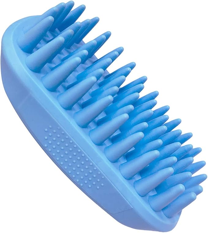 Pet Silicone Shampoo Brush for Long & Short Hair Medium Large Pets Dogs Cats, Anti-skid Rubber Dog Cat Pet Mouse Grooming Shower Bath Brush Massage Comb (Blue (New))-Mewly Pet