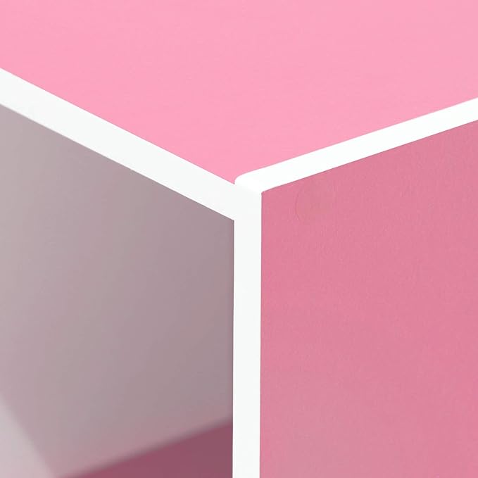 Furinno LUDER Book Shelf, 11-Cube Bookshelf, Reversible Bookcase, 9.4" x 29.1" x 41.7", for Living Room, Bedroom, Home Office, White/Pink