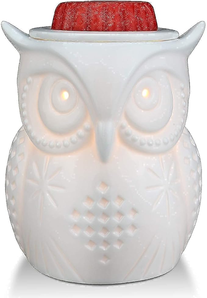 STAR MOON Owl Wax Melt Warmer for Home Décor, Wax Warmer for Wax Melt, Scentsy Wax Warmer, 3D, No Flame, Removable Dish, with One More Bulb (The Owl of Athena)