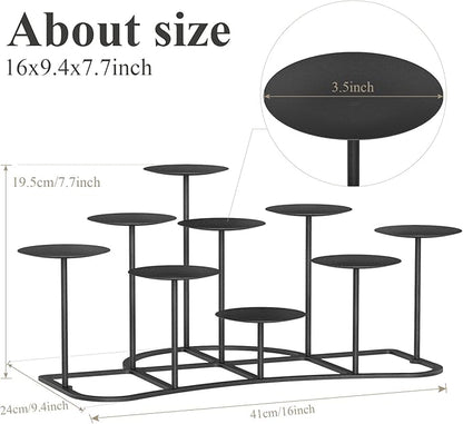 Black Metal Pillar Candle Candelabra for Fireplace/Table/Wedding/Christmas Decoration Iron Candle Holders of 9 DIY Home Decor