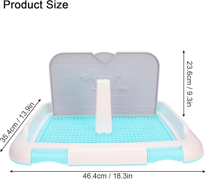 Indoor Dog Potty Tray, Miniature Poodle Dog Pad Holder Tray, Puppy Training Anti Slide Plastic Potty Tray Dog Toilet, Dog Litter Box for Small and Medium Dogs (Blue)-Mewly Pet