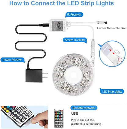 DAYBETTER Led Strip Lights 16.4ft W/ Remote Controller and Power Supply
