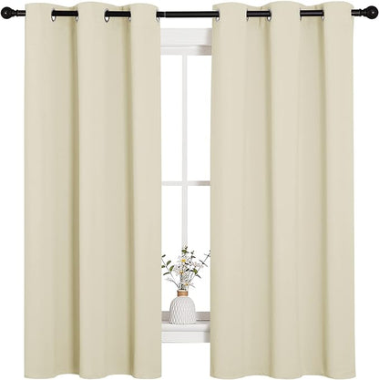 NICETOWN Kitchen Curtains for Decoration, Thermal Insulated Grommet Room Darkening Draperies/Panels for Laundry (Beige, 2 Panels, W42 x L63 inches)
