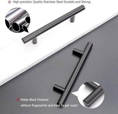 homdiy 3.5" Cabinet Handles Black Drawer Pulls - HD201BK Modern Cabinet Pulls Cabinet Hardware for Kitchen Cabinets, 10 Pack Stainless Steel Cupboard Handles