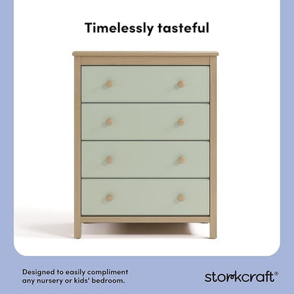 Storkcraft Alpine 4 Drawer Dresser (Driftwood with Sage) – GREENGUARD Gold Certified, Kids Storage Organizer, Modern 4 Drawer Chest for Bedroom, Must-Have Nursery Storage