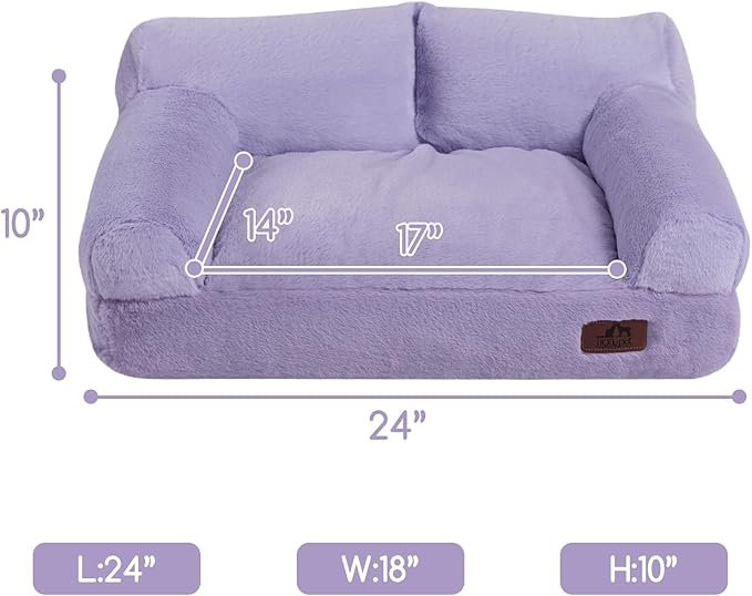 Hollypet Fluffy Plush Pet Cat Couch Sofa Soft Calming Pet Dog Sofa Beds for Medium Small Cats and Dogs, Light Purple-Mewly Pet