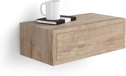Mobili Fiver, Riccardo Floating nightstand, Oak, Made in Italy