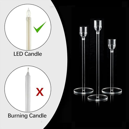 Vincidern 6PCs Acrylic Candle Holders Centerpieces for Table, Taper Candle Holder for Wedding Decor, Dining Room, Halloween, Christmas Decorative Candlestick Holder, Taper Candle Holder Set