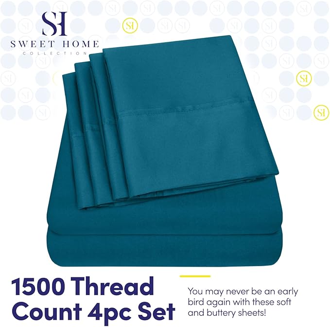 Twin XL Size Bed Sheets - 4 Piece 1500 Supreme Collection Fine Brushed Microfiber Deep Pocket Twin X-Large Sheet Set Bedding - 1 EXTRA PILLOW CASES, GREAT VALUE, Twin XL, Teal