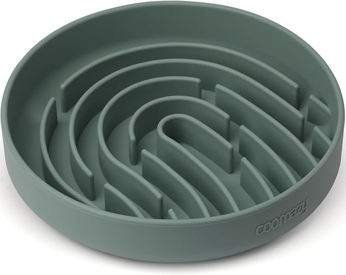 Coomazy Large Silicone Slow Feeder Dog Bowls, Interactive Puzzle Toy for Pets Food Training, Keeps Dogs Busy, Prevents Puppy Overeating (Dark Green, Large: 3.2Cup)-Mewly Pet