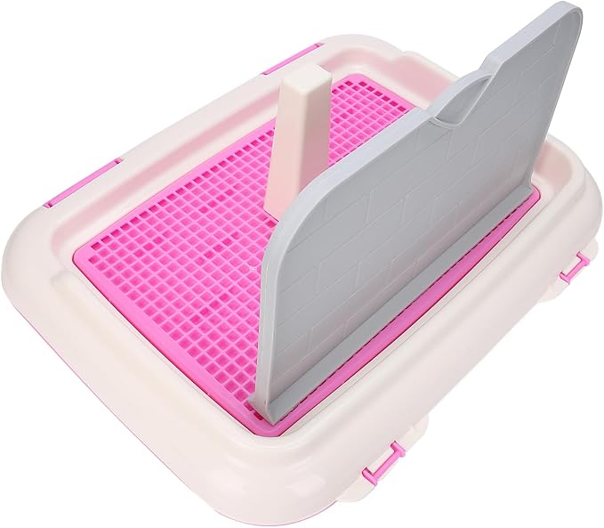 Puppy Dog Potty Tray, Puppy Training Toilet Tray Pet Training Pad Holder, Cat Potty Fence Dog Scheduled Urination Potty Tray, Dog Litter Box for Small and Medium Dogs, Bunny, Cats (Pink)-Mewly Pet