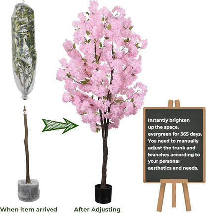 Pink Artificial Cherry Blossoms Tree Faux Cherry Blossom Tree Indoor Beautiful Trees for Home Decor