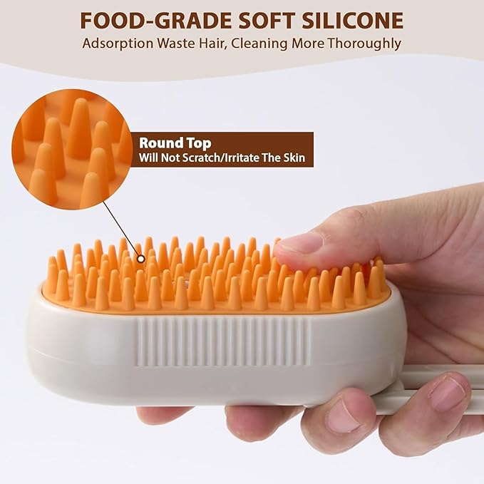 Cat Steam Brush for Shedding, 4 in 1 Rechargeable Steam Brush for Cats and Dogs, Anti-Static, Massage-Mewly Pet