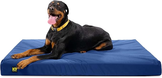 K9 Ballistics Tough Ripstop Orthopedic Rectangle Dog Bed Removable Washable Cover, Solid Orthopedic Foam for Size XL X-Large Dogs 54"x38", Blue Quartz-Mewly Pet