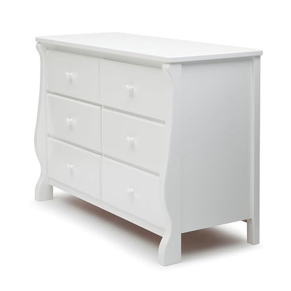 Delta Children Universal 6 Drawer Dresser with Interlocking Drawers - Greenguard Gold Certified, White