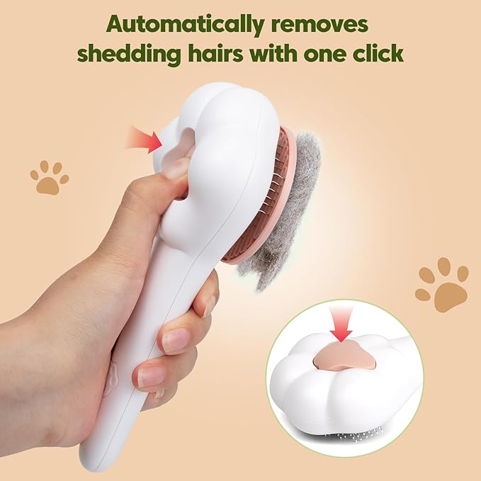 Self-Cleaning Cat Brush with Cat Nail Clipper 2-Pieces Set, Daily Cleaning Grooming Kit for Small and Medium-sized Dogs and Cats, Designed to Remove Shedding Fur and Trim Sharp Claws of Your Pets-Mewly Pet