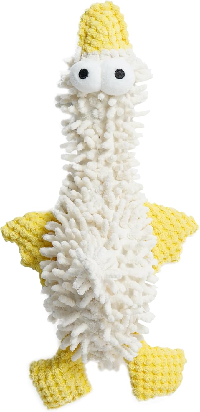 Nocciola Plush Squeaky Dog Toys, Cute Durable Stuffed Crinkle Puppy Pet Chew Toys for Large Medium Small Dogs - Duck-Mewly Pet