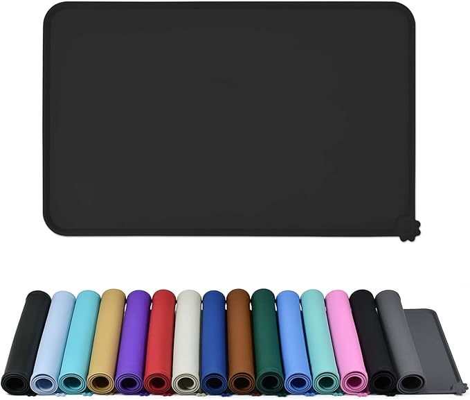 Waterproof Pet Feeding Mat with High Raised Edges, Heavier and Thicker Placemats for Cat Dog Water Bowl with BPA Free, Dogs Cats Food Mats for Messy Drinkers to Prevent Spill and Protect Floors-Mewly Pet