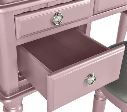 BOBKONA PDEX- Croix Collection Vanity Set With Stool, Rose Gold