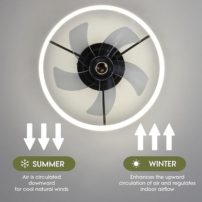 Smart Ceiling Fan with Lights and Alexa/Google Assistant/APP Control, 20" Low Profile Fan with 6 Speeds, for Bedroom, Living Room, Patio