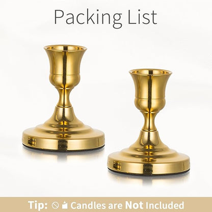 Gold Taper Candle Holders Vintage: Small Candlestick Holders Metal Candle Sticks Holder Decor Antique Decoration for Dinning Table Mantel Wedding Centerpieces Christmas Party Set of 2
