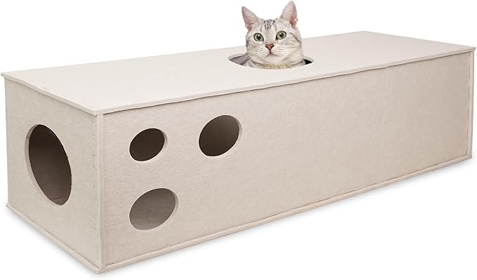 PETKARAY Cat Tunnel, Original Cat Hideaway Cave for Indoor Cats, Large Kitten Play Tubes and Tunnels, Soft Felt Cat Toy with Interactive Peek Hole-Mewly Pet