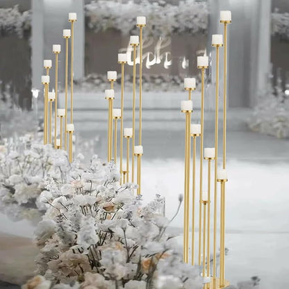4pcs 9 Arm Candelabra, Floor Candle Holders Tall Set for Wedding Aisle Decoration,Gold Candelabras for Fireplace,Candle Stand Fit for Flameless or Wax