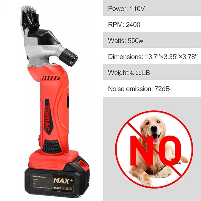 Cordless Electric Shears,Professional Sheep Shearing Clippers with 2 PCS Rechargeable Lithium Battery, 6 Speeds Heavy-Duty Farm Livestock Haircut Trimmer-Mewly Pet