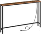HOOBRO 47.2" Narrow Console Table with Power Outlet, 5.9" Behind Couch Table with Charging Station, Long Sofa Side Table, Skinny Entryway Table for Living Room, Hallway, Foyer, Rustic Brown BF15XG01G1