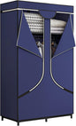 SORCEDAS Portable Wardrobe Closet Storage Organizer Metal Hanging Rack Non-Woven Fabric 34 Inch Coffee (34 Inch, Blue)