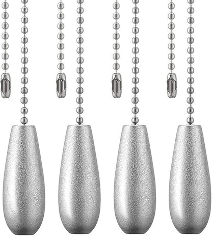 Ceiling Fan Chain Pulls Decorative Extension 12 Inches Silver Color Wooden Pull Chain Fan Pulls Set Ornaments for Ceiling Light Lamp Fan Chain (Nickel) 4 Pcs